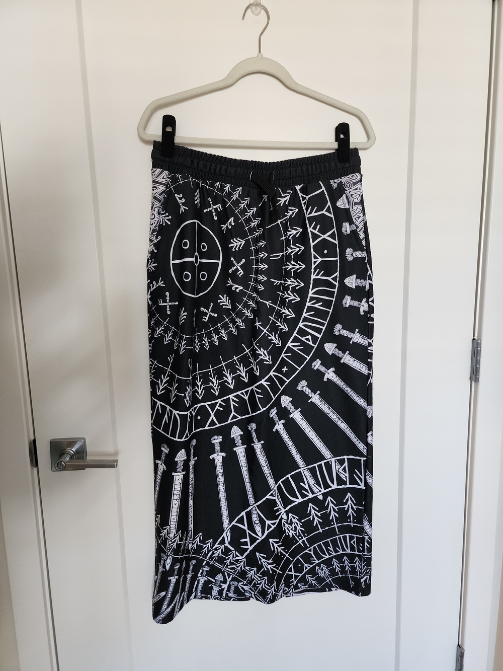 Black & White Maxi Skirt with Graphic Print